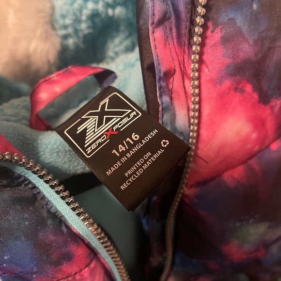 Girls Tye Dye Hooded Winter Coat, Size 14/16 - Picture 6 of 6